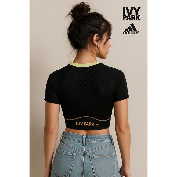 Adidas Ivy Park Black Cropped Top Sz. S - Picture 2 of 6